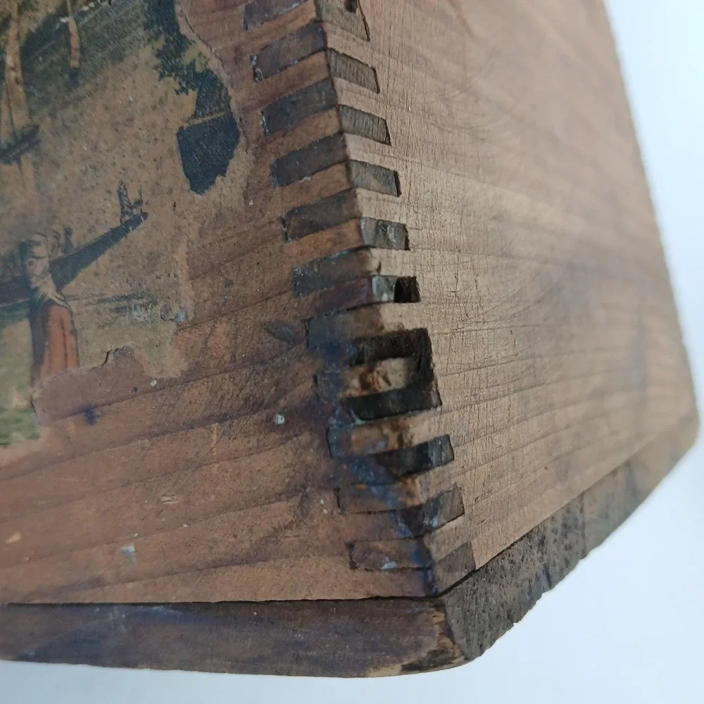 Vintage Tongue And Grove Wood Storage File Box Cottagecore Decor